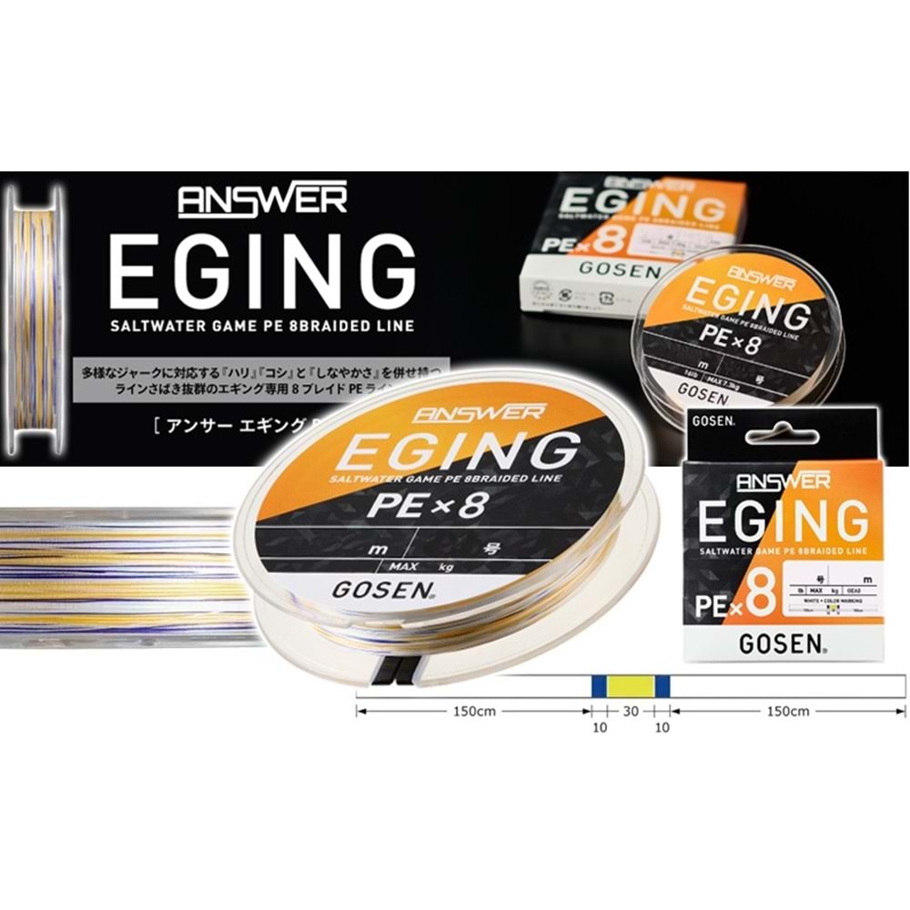 Gosen Eging Answer PE 8 Örgü 150 Mt Multi Color 0,6 PE 14 LB