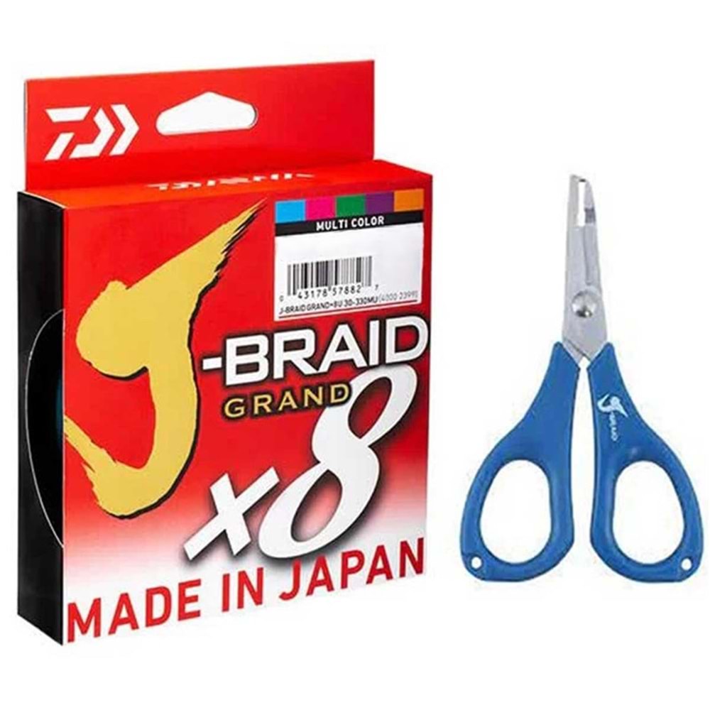 DAIWA J-Braid 8B Multicolor 300m İp Misina Balıkçı Makası HEDİYELİ 0.16mm