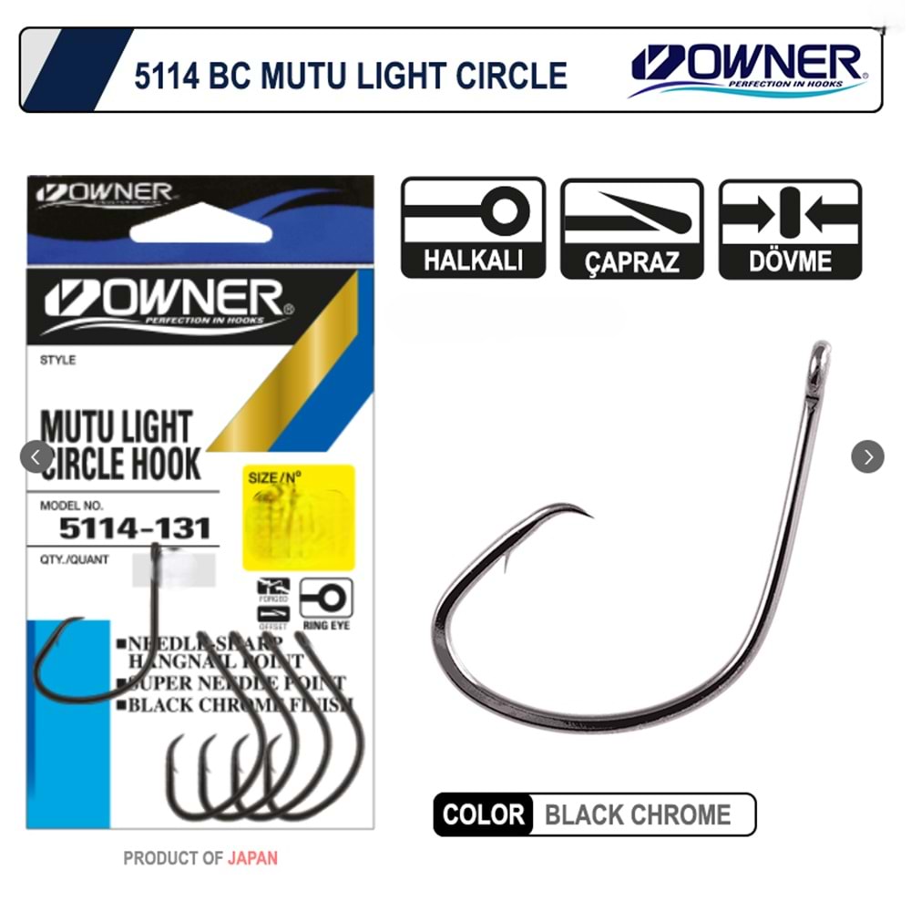 Owner 5114 Mutu Light Black Chrome İğne No : 2/0