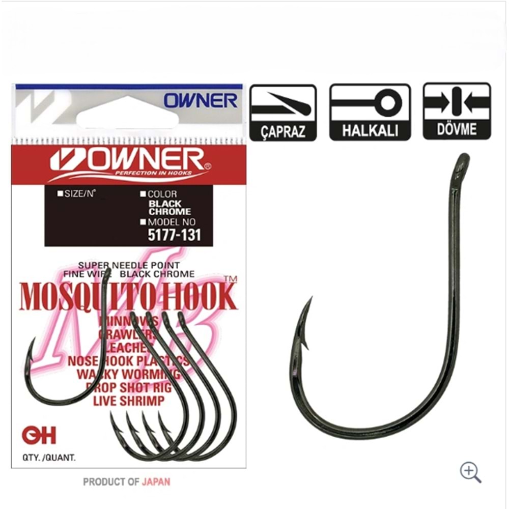 Owner 5177 Mosquıto Hook Black Chrome Sinek İğne No : 6/0