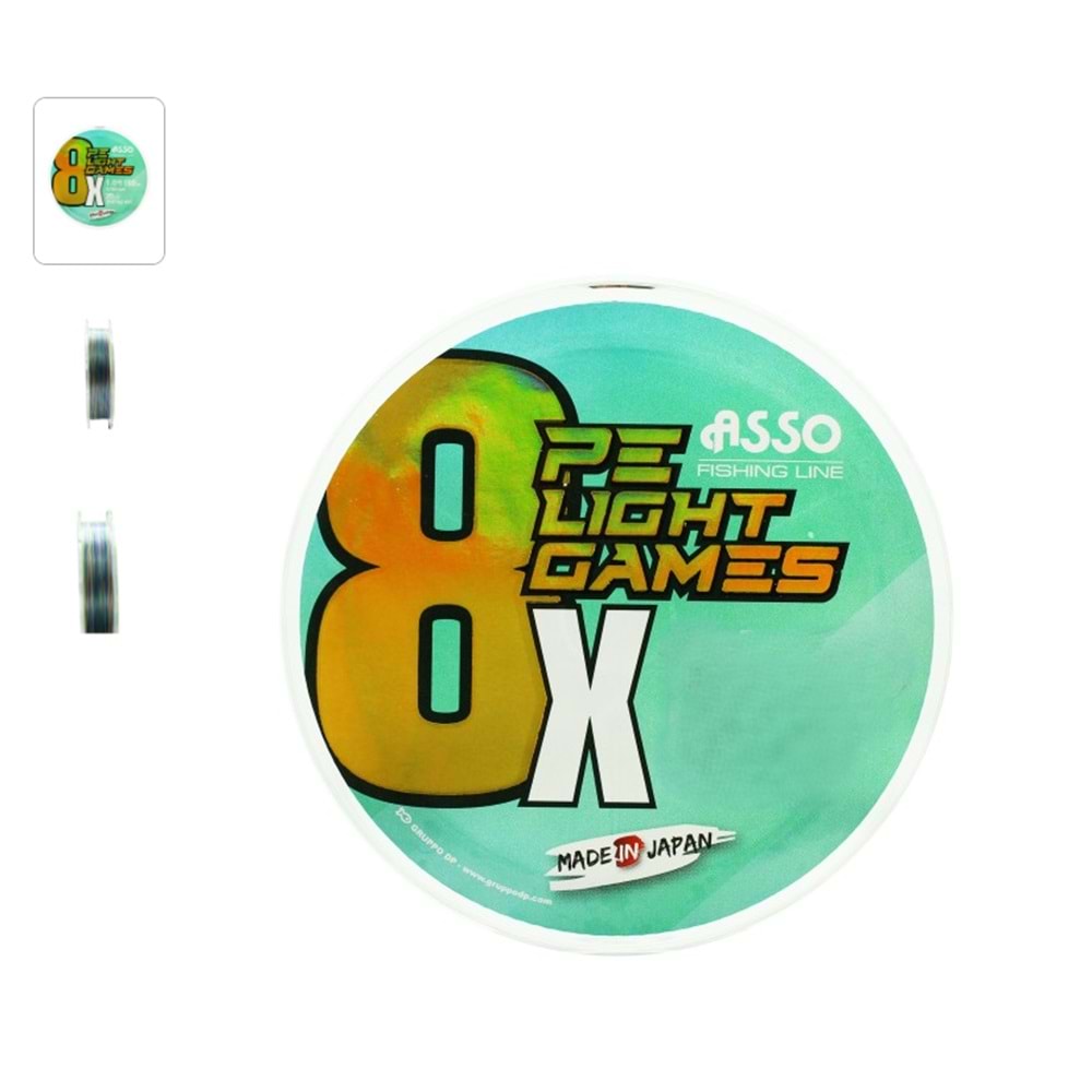 Asso 8X Light Games PE 8 Örgü İp Misina 150mt Multicolor 0,185mm
