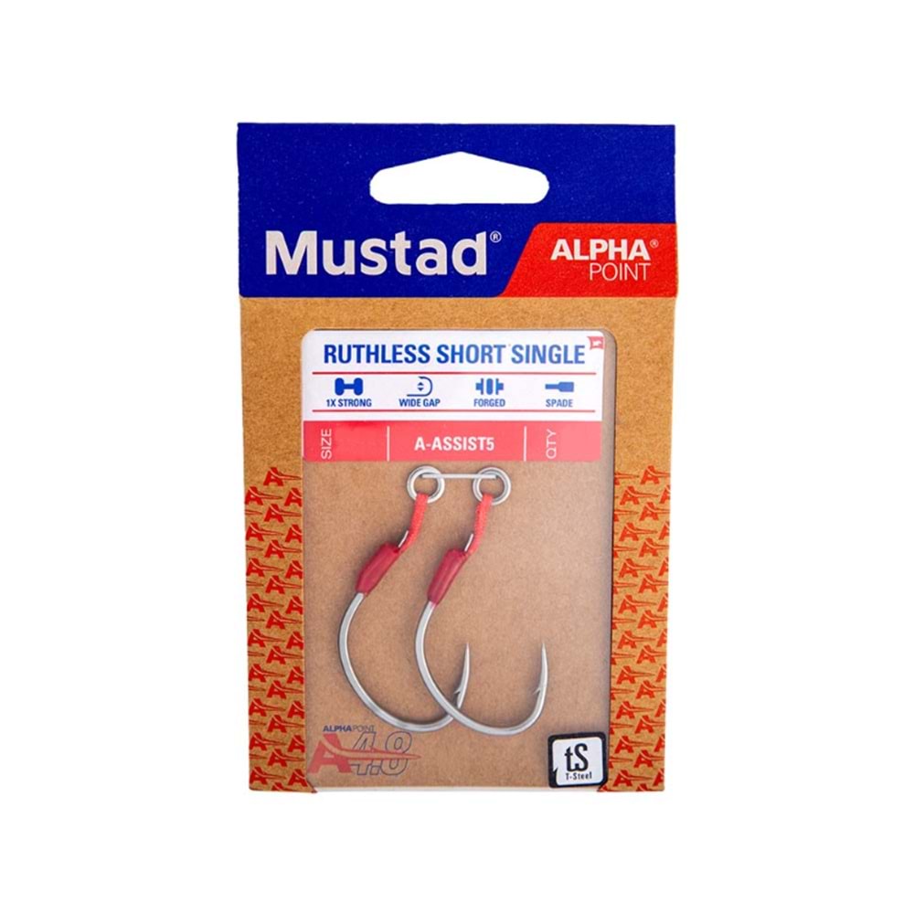 Mustad Alpha Point Ruthless Short Single Asist Olta İğnesi A-ASSIST5