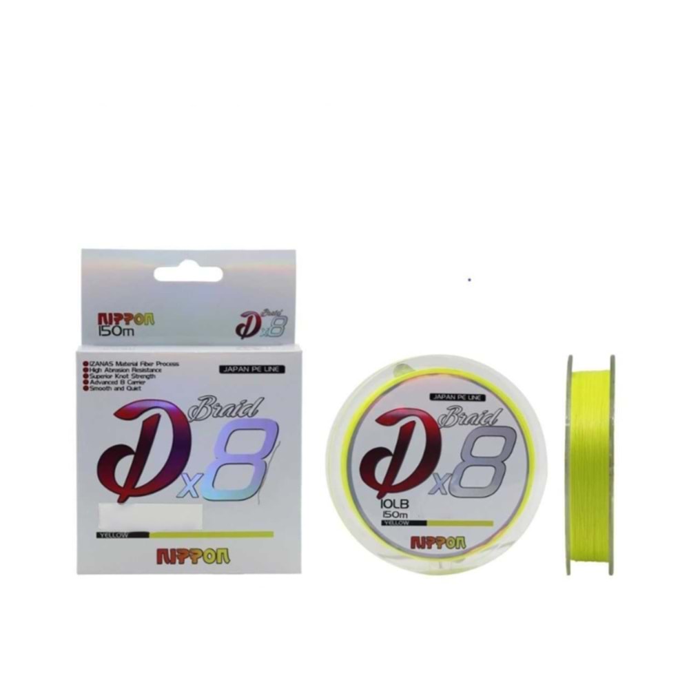 Nippon Japan Dx8 150 Mt İp Misina 8X Yellow 0,10mm