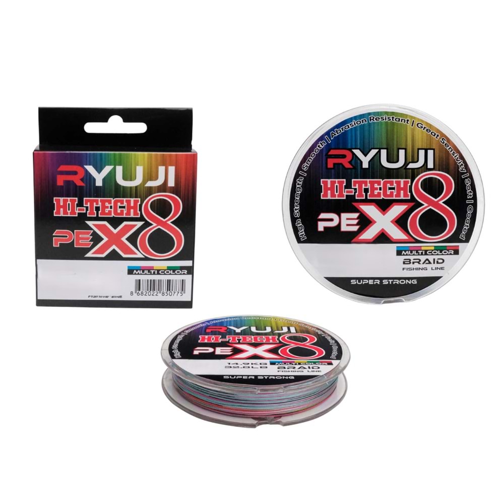 Ryuji HI-TECH X8 150 Mt. 0,13 mm. İp Misina Multi Color