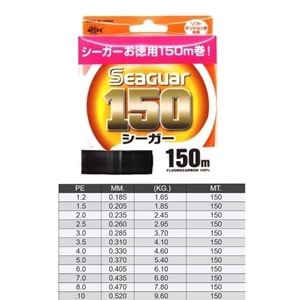 Seaguar 150 %100 Fluoro Carbon Misina 150mt 0205mm